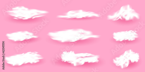Fluffy white cloud isolated on pink background.