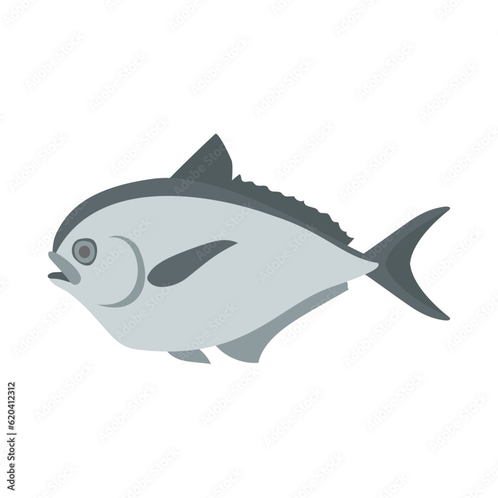 Obraz premium シマガツオ（エチオピア）。フラットなベクターイラスト。 Pacific pomfret. Flat designed vector illustration.