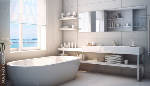 Modern stylish bright bathroom interior