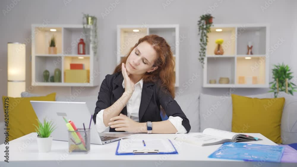 Home office worker woman feels physical good. Home office worker woman feels physical good.