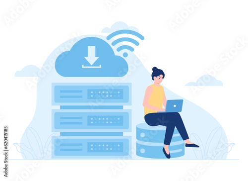 Perform data entry trending concept flat illustration