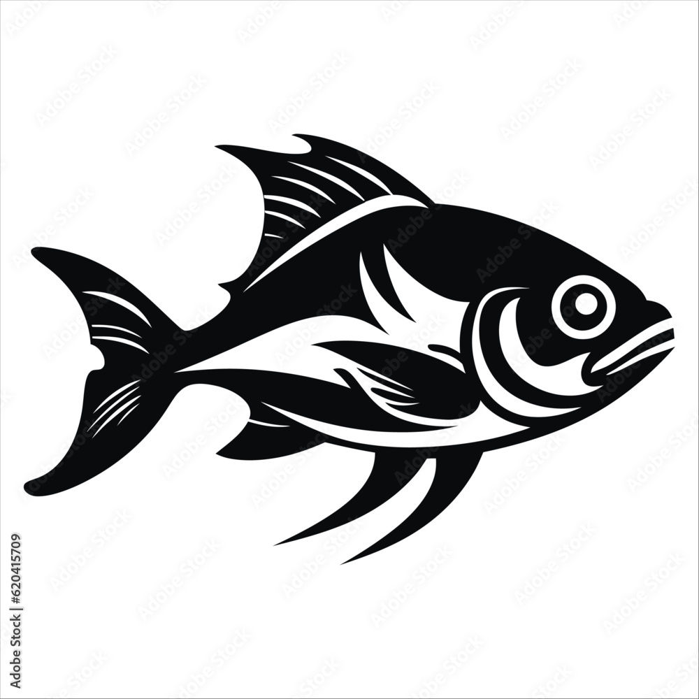 Fish vector illustration, isolated on white background.