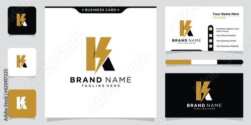 Letter K thunder logo vector design icon illustration