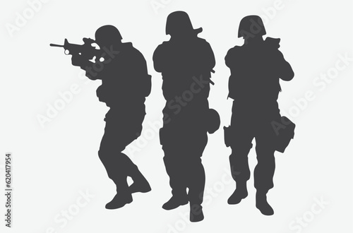 Dynamic Silhouettes of SWAT Team in Action, Powerful and Precise Law Enforcement Illustrations