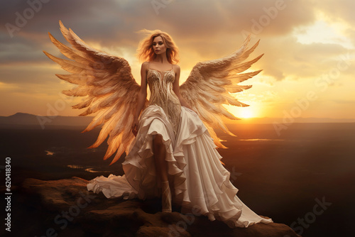 AI generated image of woman with angel wings