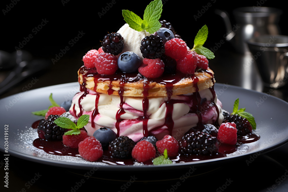 cream with berries