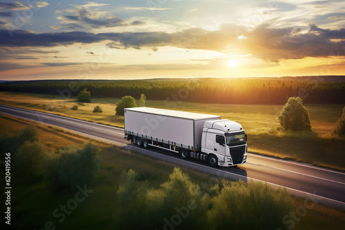 AI generated image of truck on the road