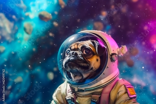 bulldog puppy in space