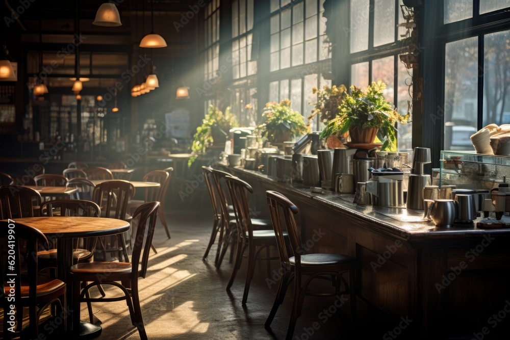 Coffee Shop Natural Light, Generative AI 