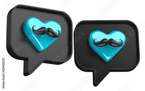 BALÃO DIA DOS PAIS CORAÇÃO COM BIGODE AZUL