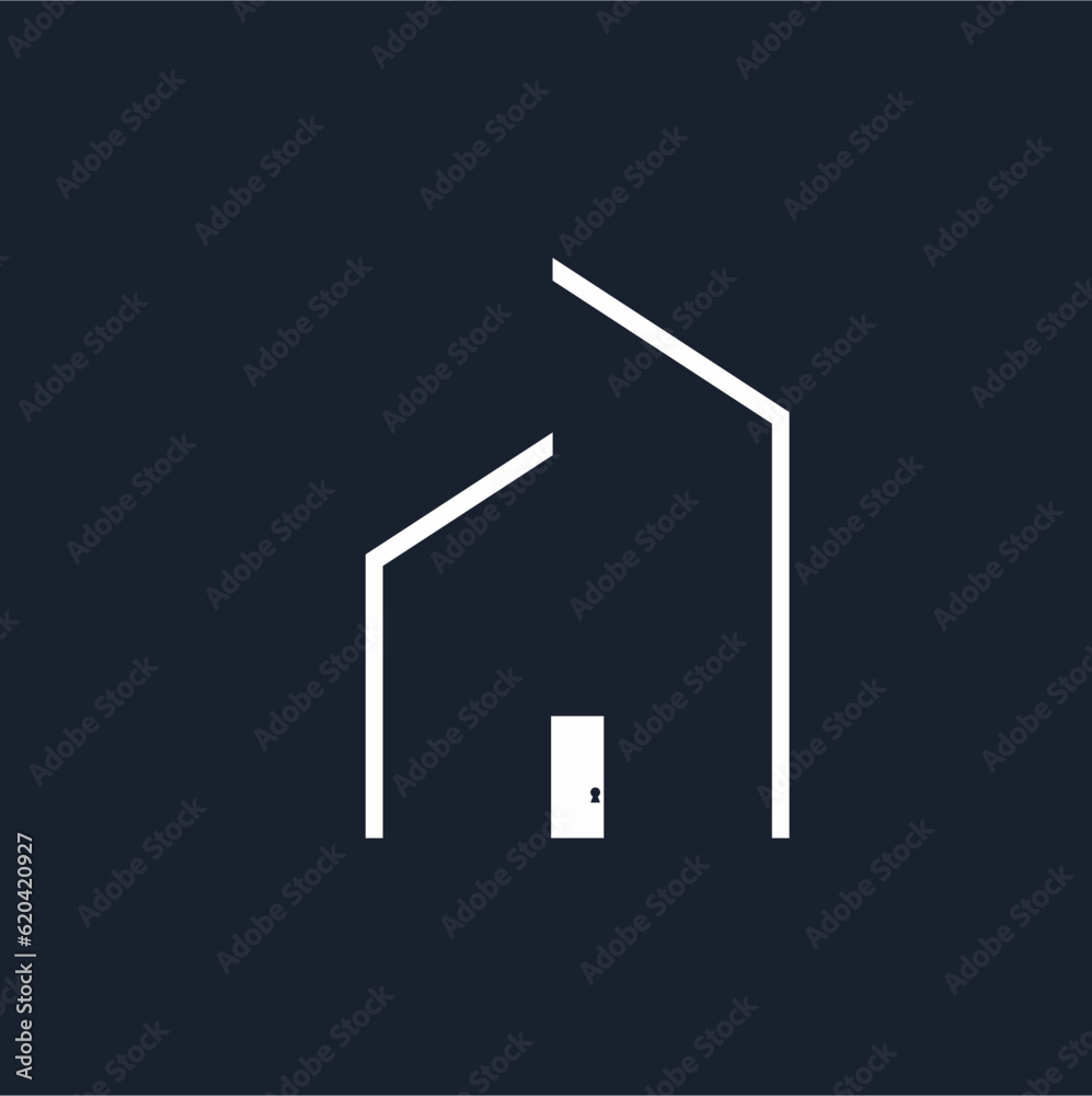 Simple home logo design in line art style. Simple home logo design in line art style.