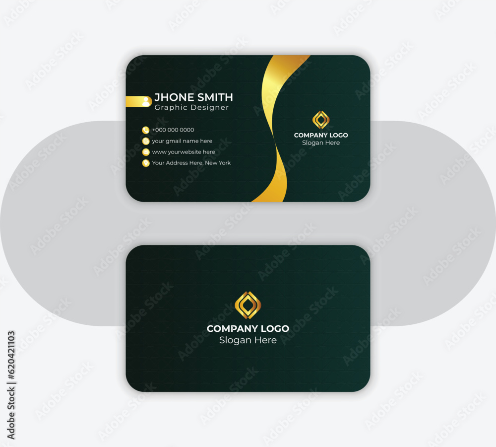 Double-sided modern luxury business card vector design template. Business card for business and personal use.
Double-sided modern luxury business card vector design template. Business card for business and personal use.