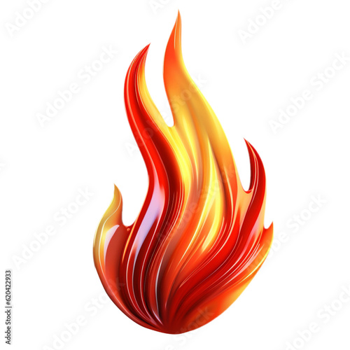 3d render red fire flame icon with hot sparks. Realistic warm flare logo design for emoticon, energy, power, ui. Digital element PNG isolated transparent background