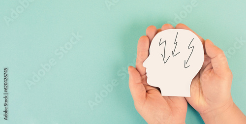 Vászonkép Epilepsy and Alzheimer disorder, stress and migraine seizure, brain waves, menta