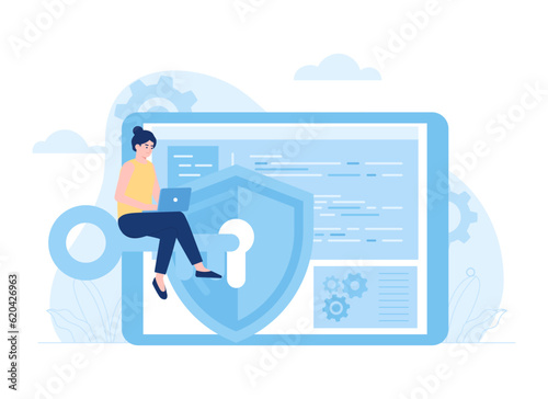 Improved document security trending concept flat illustration