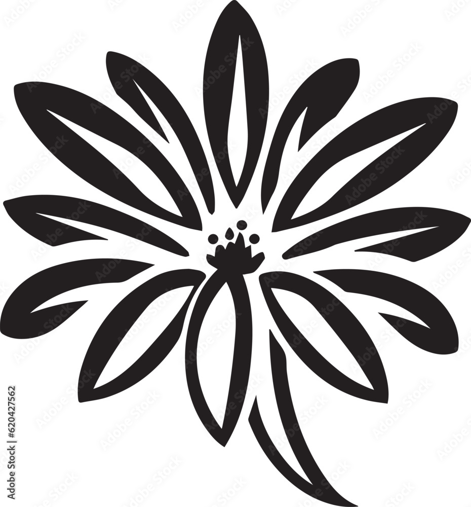 Daisy Leaf Black And White, Vector Template Set for Cutting and Printing