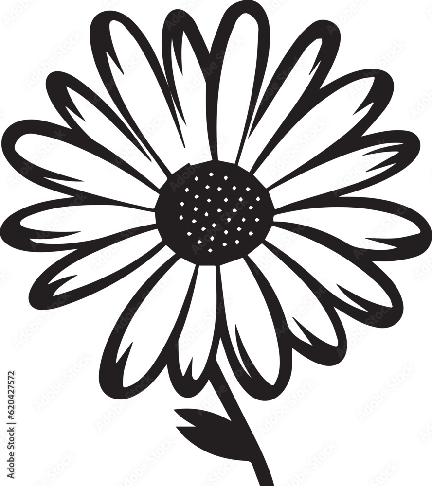 Daisy Black And White, Vector Template Set for Cutting and Printing
