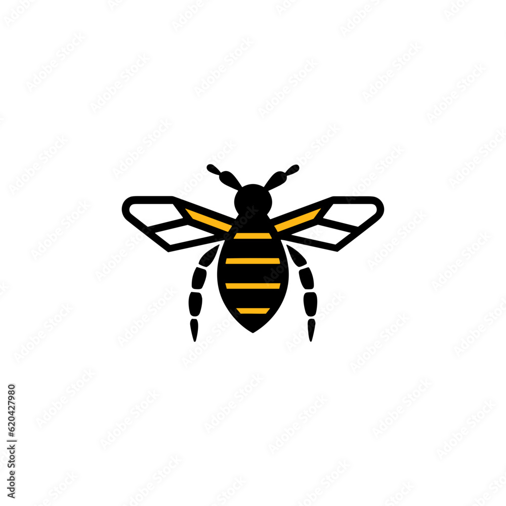 Geometric Bee Logo Illustration. Black and yellow isolated on white Geometric Bee Logo Illustration. Black and yellow isolated on white