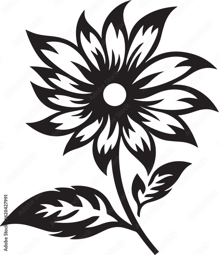 Sunflower Leaf Black And White, Vector Template Set for Cutting and Printing Sunflower Leaf Black And White, Vector Template Set for Cutting and Printing