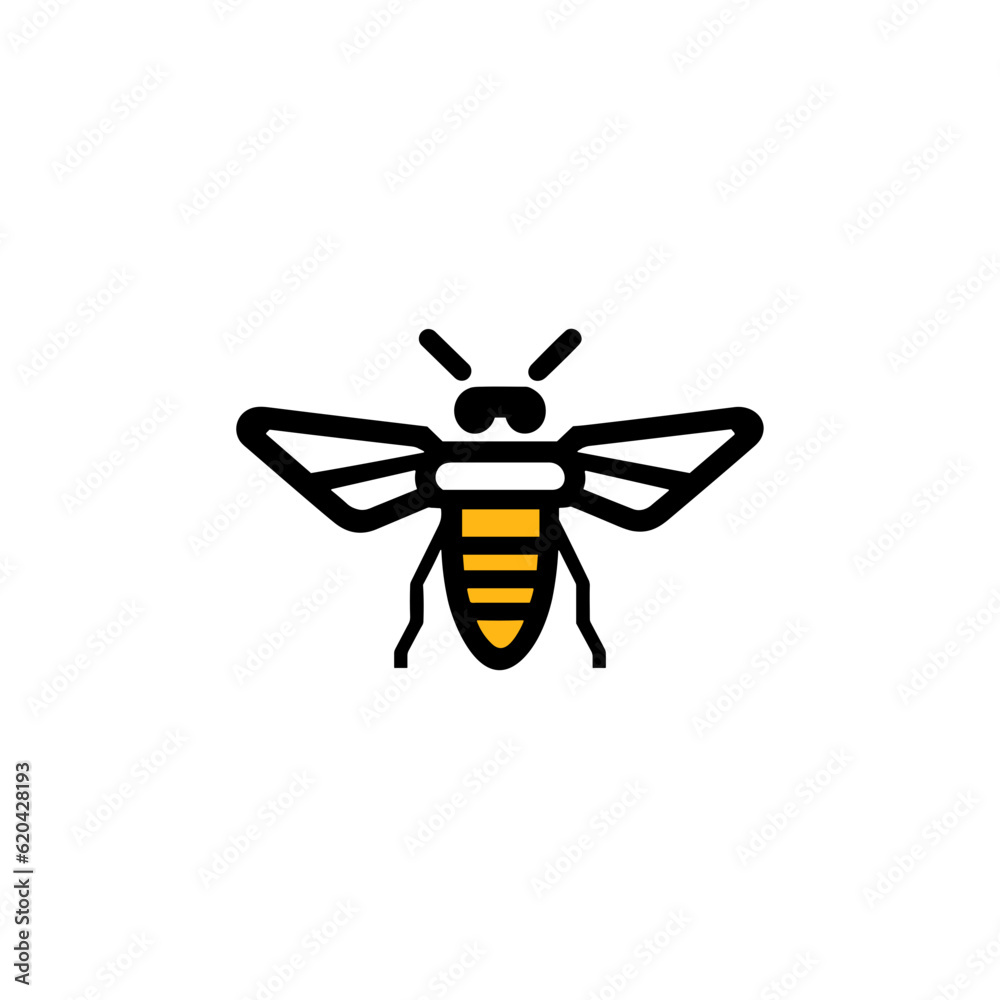 Geometric Bee Logo Illustration. Black and yellow isolated on white Geometric Bee Logo Illustration. Black and yellow isolated on white