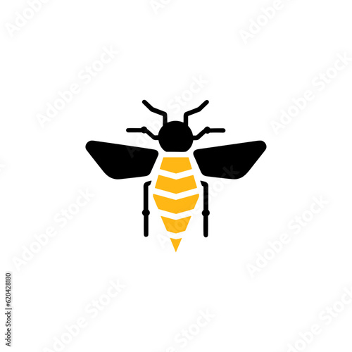 Geometric Bee Logo Illustration. Black and yellow isolated on white