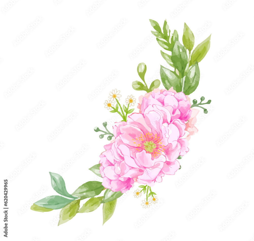 Obraz premium Watercolor floral wreath bouquet