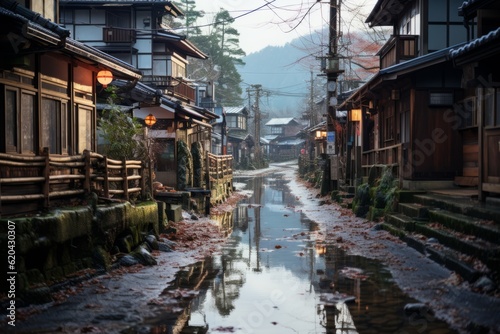 Japanese Town Natural Light, Generative AI