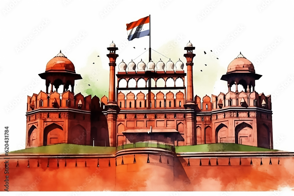 Indian flag hoising on the Red Fort