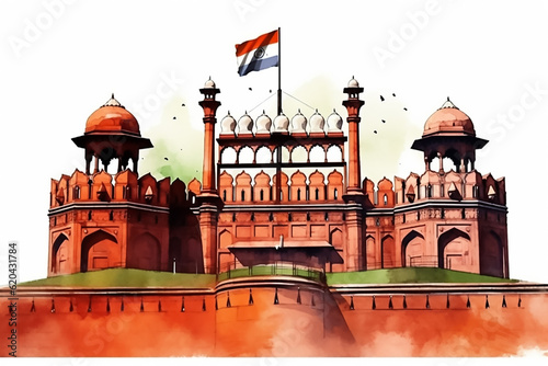 Indian flag hoising on the Red Fort photo