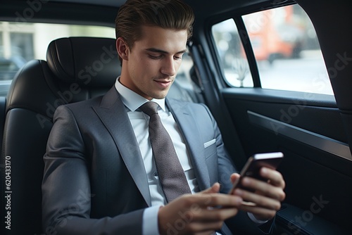 businessman using phone in car © Rax Qiu