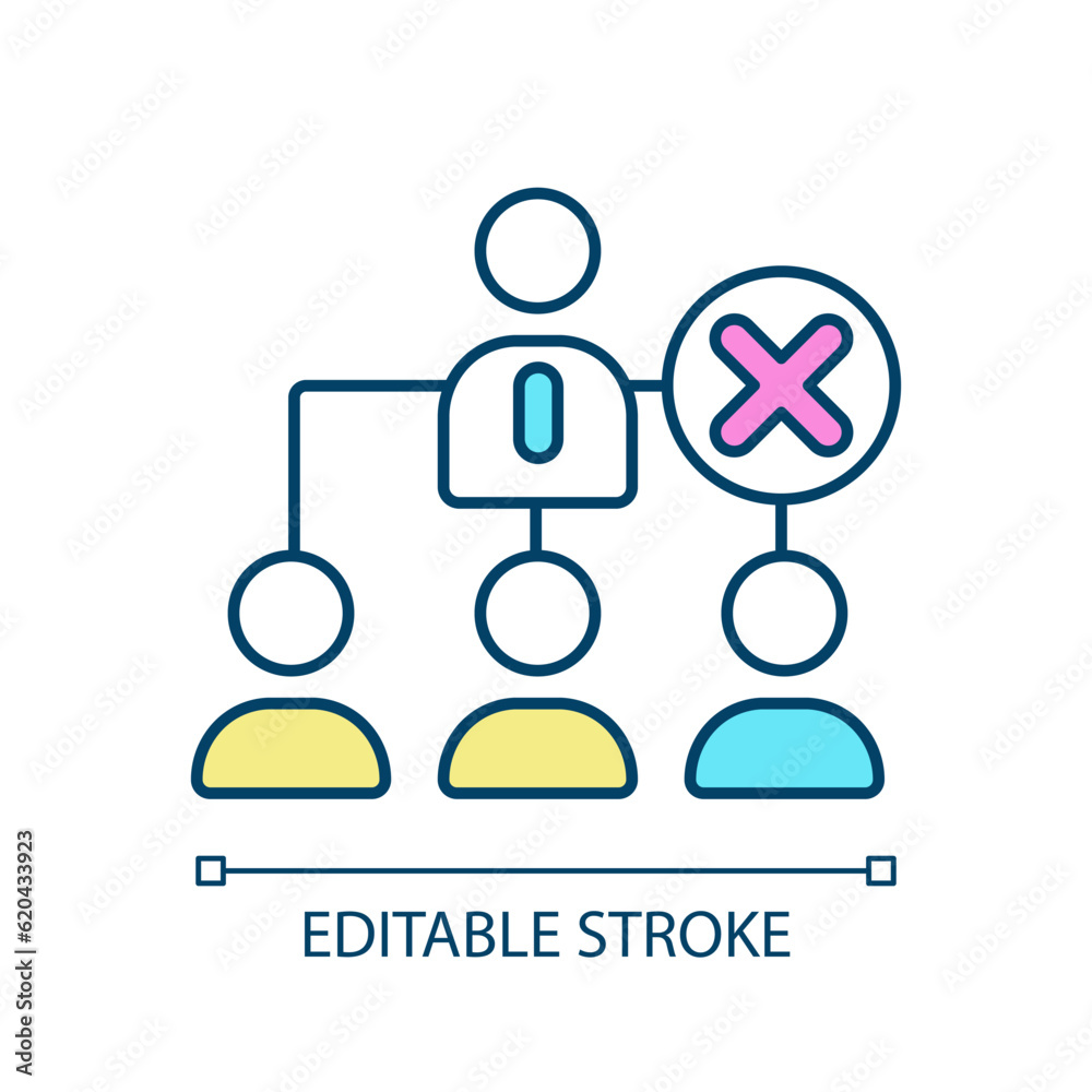 Communication breakdown RGB color icon. Change management. Inefficient process. Business planning. Employee feedback. Isolated vector illustration. Simple filled line drawing. Editable stroke Communication breakdown RGB color icon. Change management. Inefficient process. Business planning. Employee feedback. Isolated vector illustration. Simple filled line drawing. Editable stroke