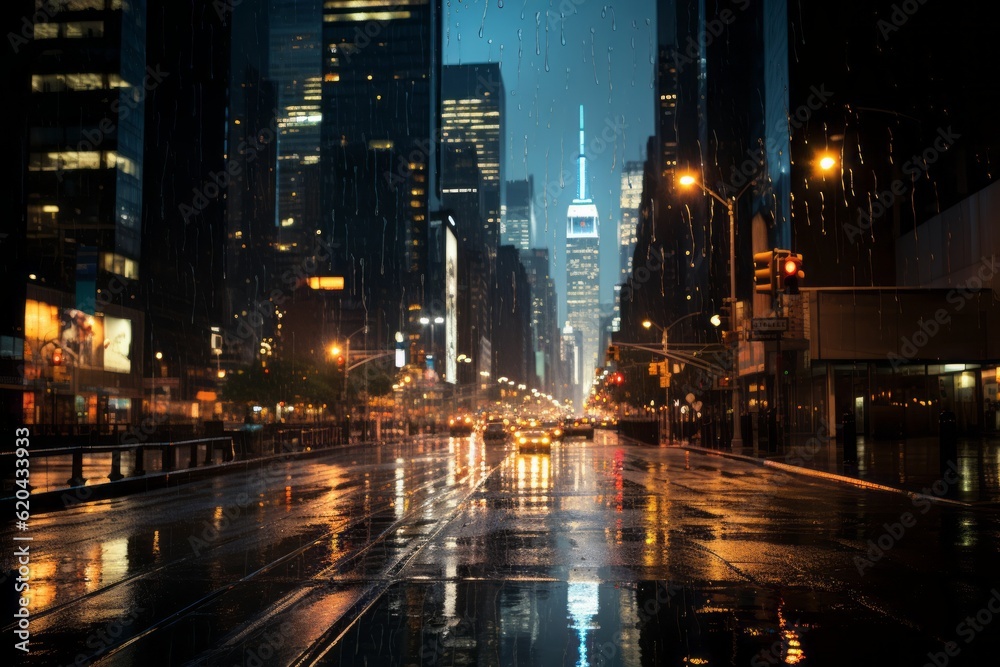 Raining City Natural Light, Generative AI Raining City Natural Light, Generative AI