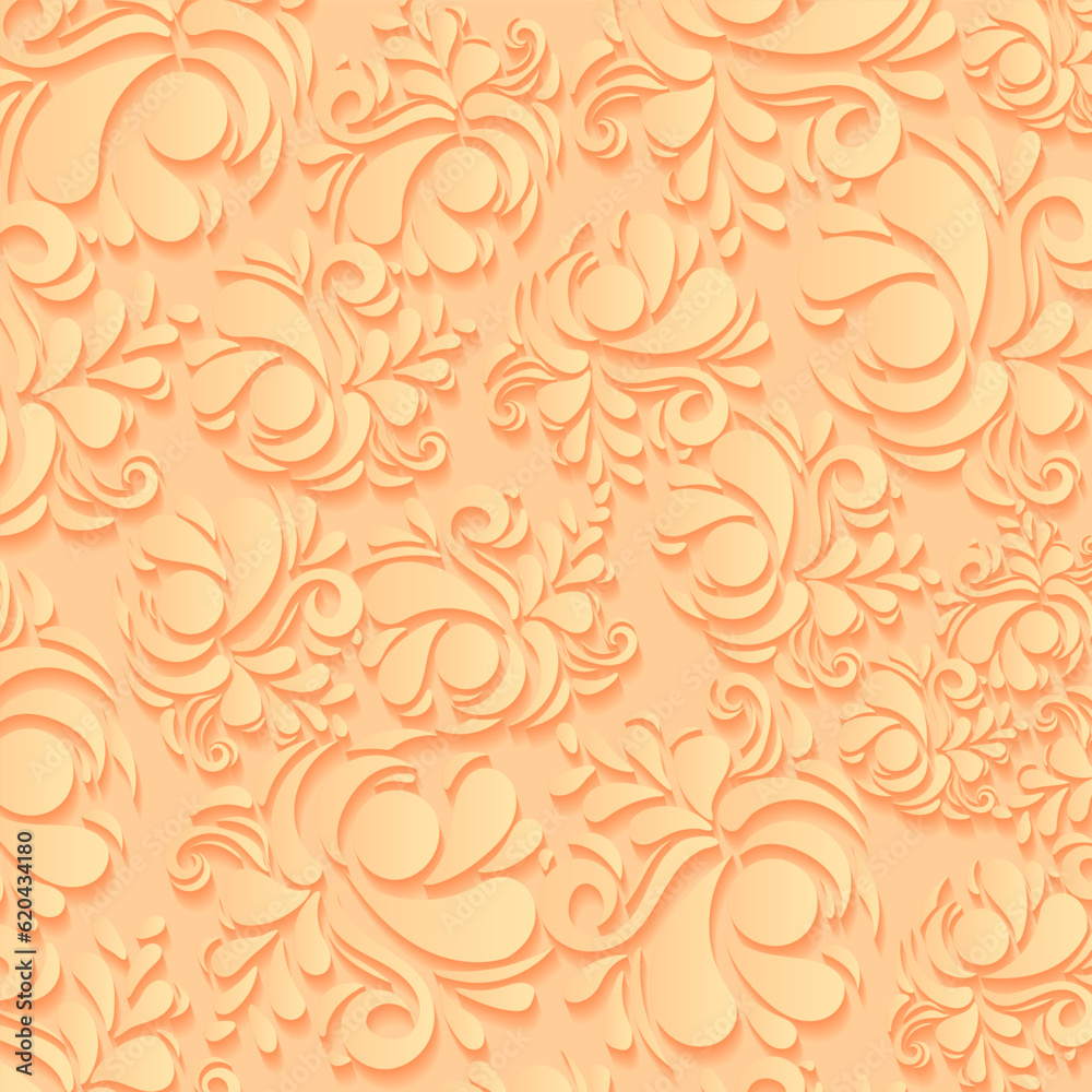 3d floral Pattern Vector Illustration yellow Background