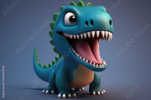 Tyrannosaurus. T. rex dinosaur cartoon character. Funny animal 3d illustration  ai generated 