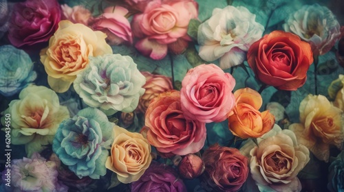 Rosen Blume in Pastell-Ton mit unscharfen Textur. Floral abstrakten Hintergrund. Süße Farbe, Festliche Illustration, zarte Tapete Textur, Stoff-Design. Generative AI