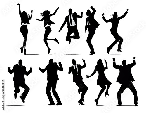 silhouettes of people in different poses silhouettes of business people on transparent background  PNG  AI generator