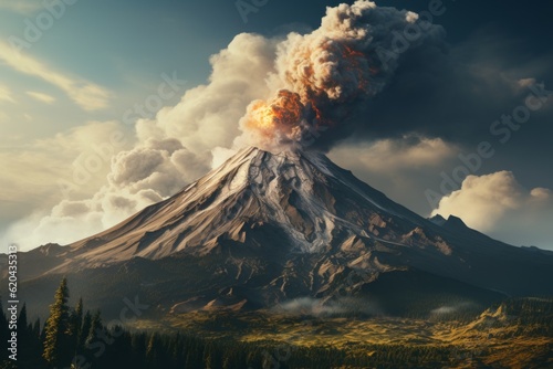 Volcano Mountain Natural Light, Generative AI