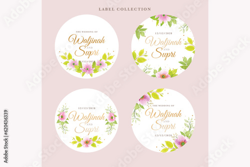 pink floral label in vintage style