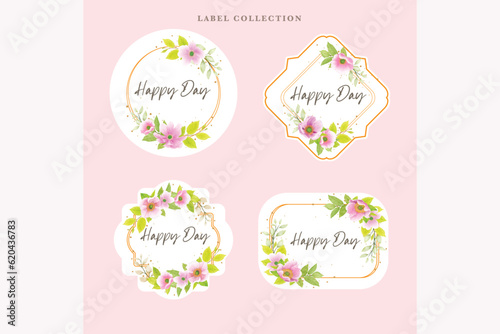 pink floral label in vintage style