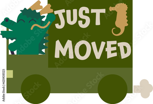 干支の辰の引っ越しトラックのイラスト