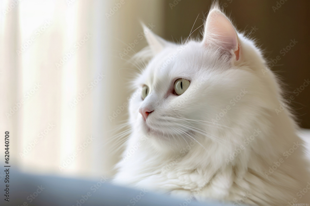 beautiful white cat portrait, Generative AI beautiful white cat portrait, Generative AI