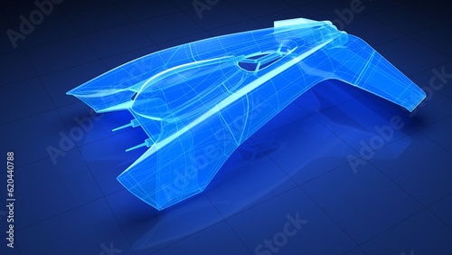 electric airplane design, 3D hologram visualization, concept aerospace