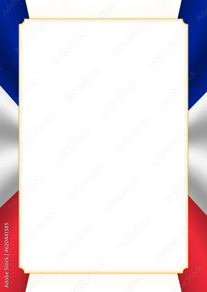 Vertical frame and border with France flag Vertical frame and border with France flag