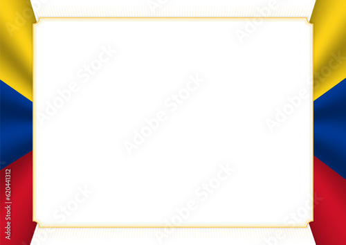 Horizontal  frame and border with Colombia flag