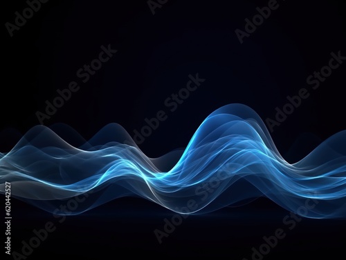 Visualization of sound waves. Abstract futuristic background with colorful glowing neon moving high speed wave lines and bokeh lights. Data transfer concept. Fantastic wallpaper. Generative AI