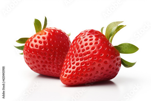 Juicy Strawberry isolated on white background.  ai generated 