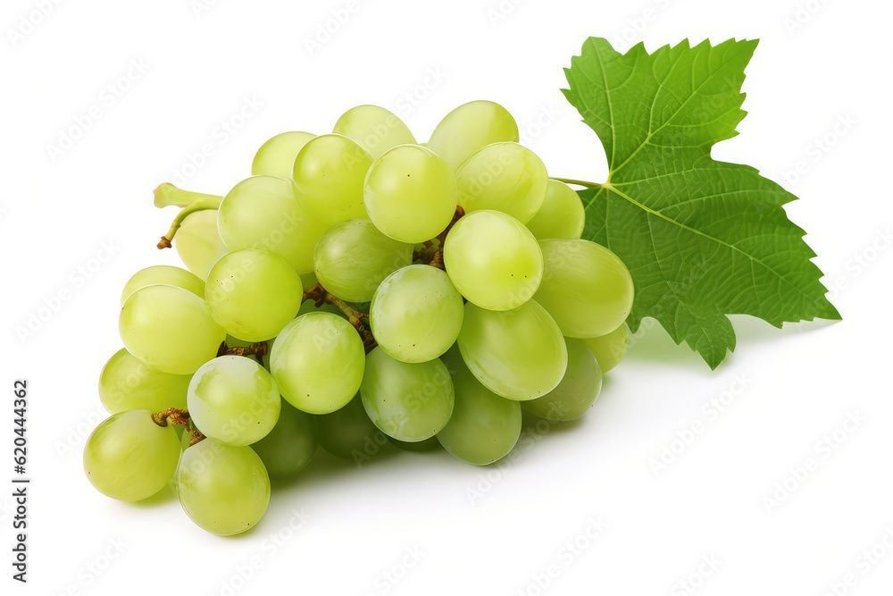 Bunch of Green Seedless Grape solated on white background. (ai generated) Bunch of Green Seedless Grape solated on white background. (ai generated)