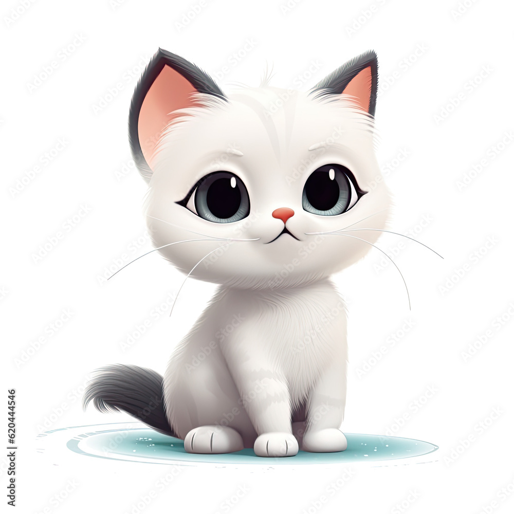 Obraz premium cute cat with big eyes AI generative
