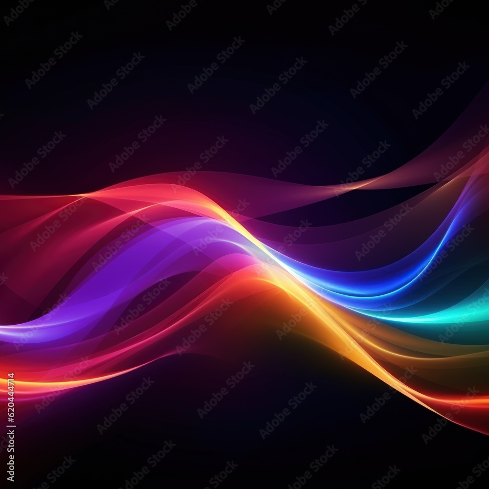 Obraz premium Visualization of sound waves. Abstract futuristic background with colorful glowing neon moving high speed wave lines and bokeh lights. Data transfer concept. Fantastic wallpaper. Generative AI