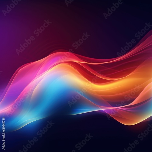 Visualization of sound waves. Abstract futuristic background with colorful glowing neon moving high speed wave lines and bokeh lights. Data transfer concept. Fantastic wallpaper. Generative AI